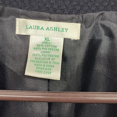 Laura Ashley Women’s XL Black Blazer Jacket Textured Sequins Trim Career Coat