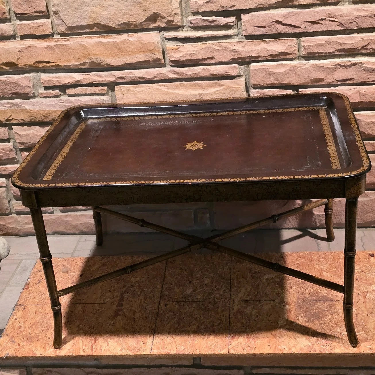 Maitland Smith Leather Tray Top Coffee Table Faux Bamboo 32x22 Philippines