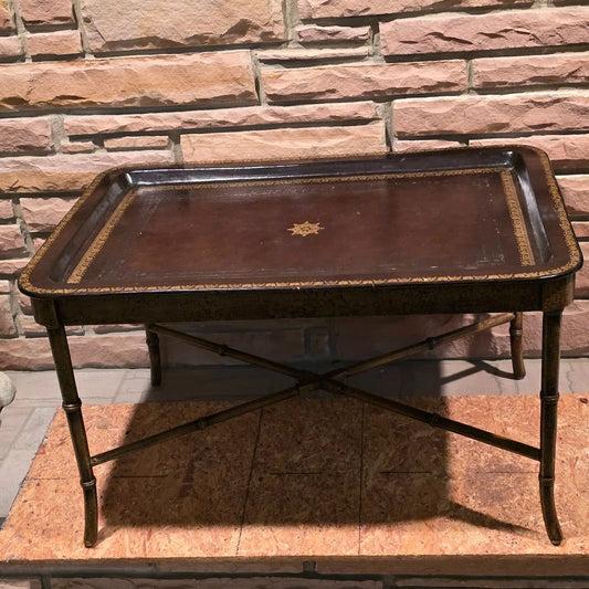Maitland Smith Leather Tray Top Coffee Table Faux Bamboo 32x22 Philippines