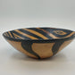 Hand Carved Wooden Bowl 9.25" African Zebra Animal Print Black Tan Varnished Vtg