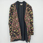 Mirrors Women's Medium Floral Open Front Cardigan Jacket Black Pink Pockets