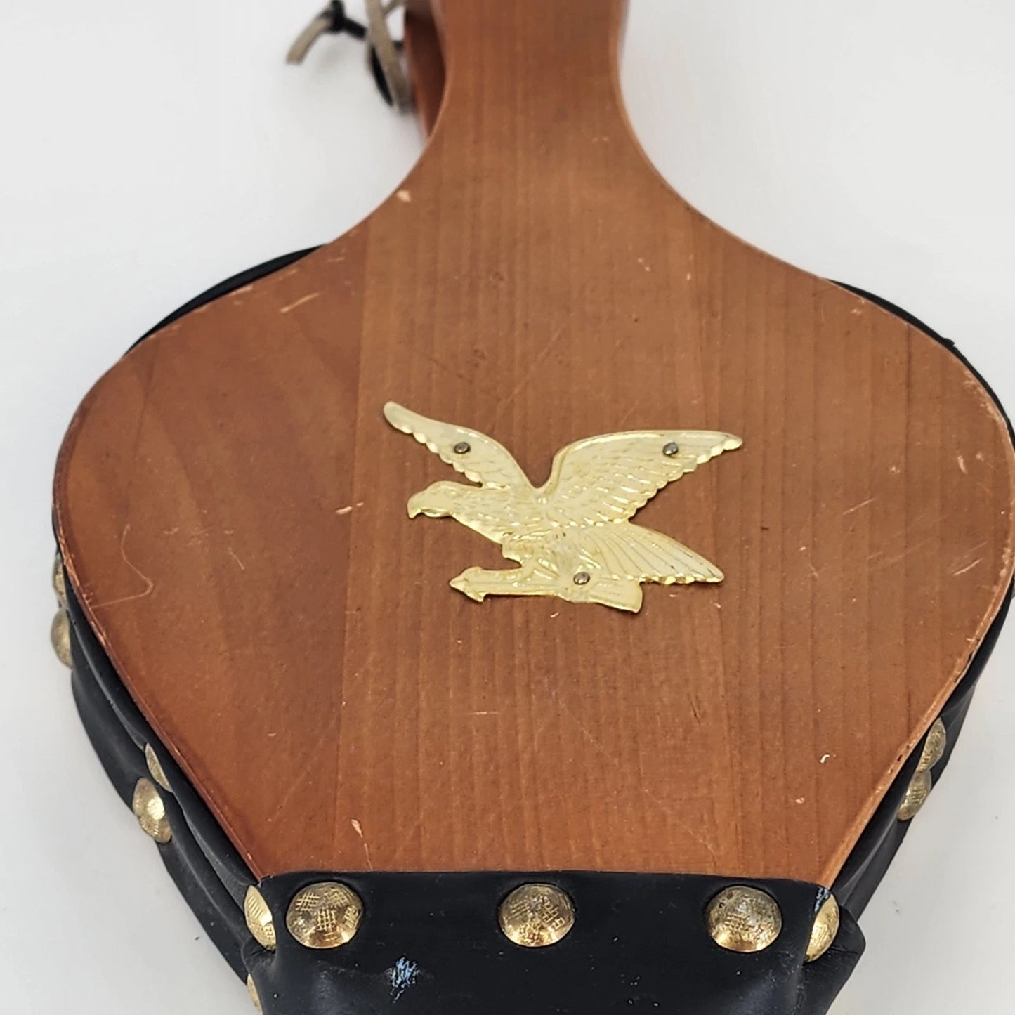 Fireplace Bellows Brass Eagle Wood Leather Hearth Decor Working 15" Taiwan Vtg