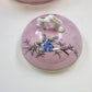 Pink Porcelain Biscuit Cookie Jar Bowl Covered Butterfly Birds Transfer Vintage