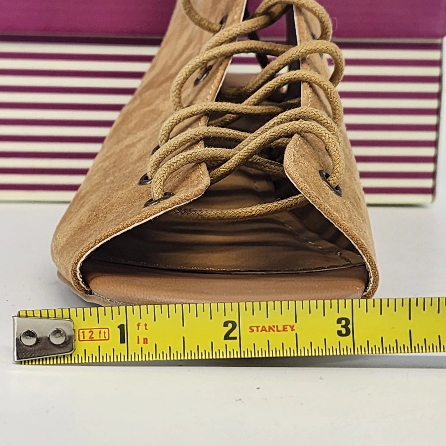 Bamboo LEROY-06 Lace Up Open Toe Booties Block Heel 8