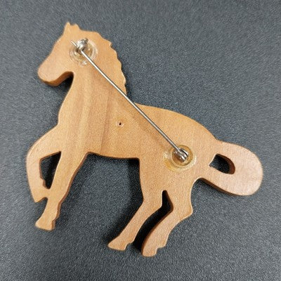 Solid Matte Brown Plastic Horse Brooch Pin Animal Motif Accessories 2.5" x 2.5"