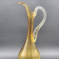 Italian Amber Glass Decanter & 6 Cordials Twisted Stems Clear Handle Vtg Elegant