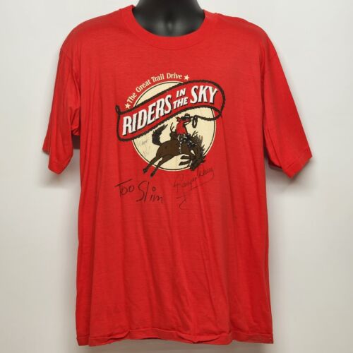 Riders in the Sky The Great Trail Drive Signed Men’s XL Red T-Shirt Cotton