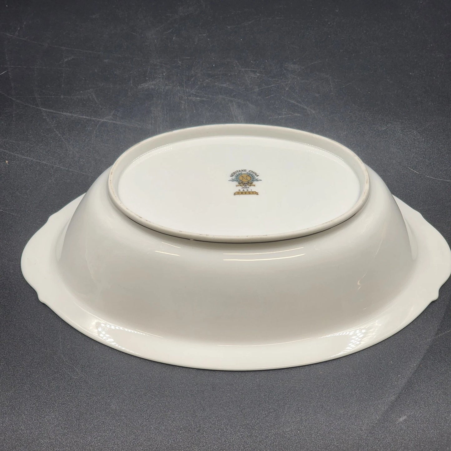 Noritake Crest 5421 Oval Vegetable Bowl 10" Lily of the Valley Platinum Trim Vtg
