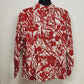 Avenue Stretch Women's Plus 18/20 Red White Tropical Floral Shirt Cotton Button