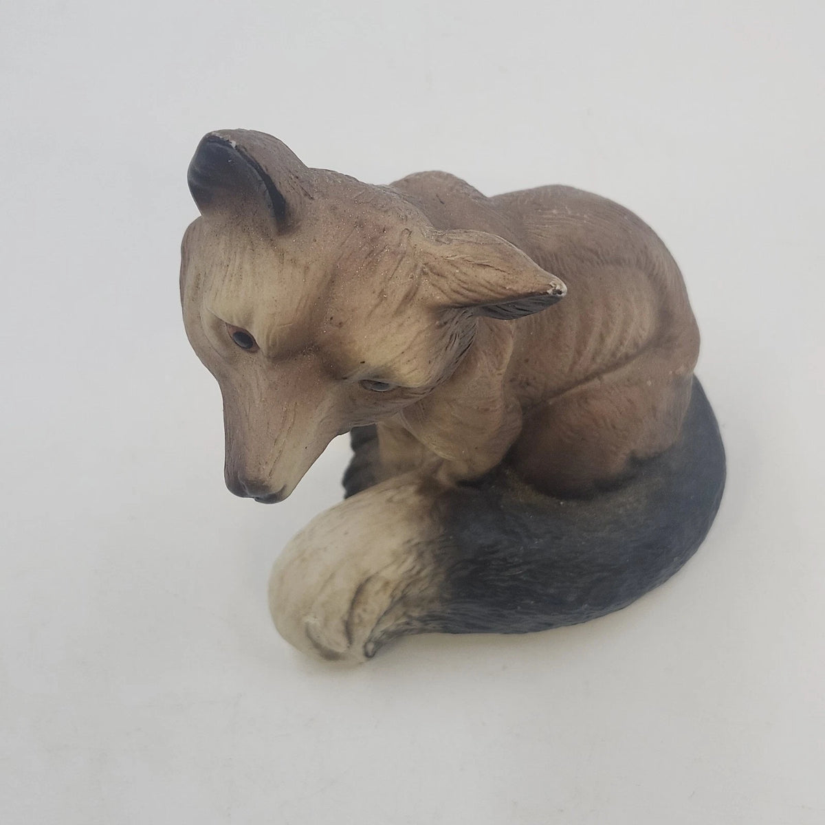 Fox Figurine 5.5" Sitting Brown Cream Bushy Tail Wildlife Animal Rustic Decor