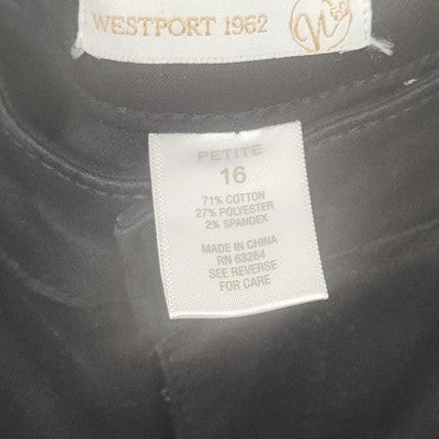 Westport 1962 Women's Black Straight Leg Stretch Denim Jeans 16 Petite High Rise