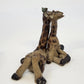 Studio Pottery Giraffe Pair Figurine Brown Speckled 4" Artist Marked
