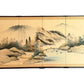 Toyo Japan Byobu 4 Panel Sansuiga Landscape Brass Trim Wall Screen 66x36 Hangers