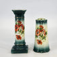 Antique Austrian Porcelain Dresser Vanity Set 5pc Green Lustre Orange Floral Vtg