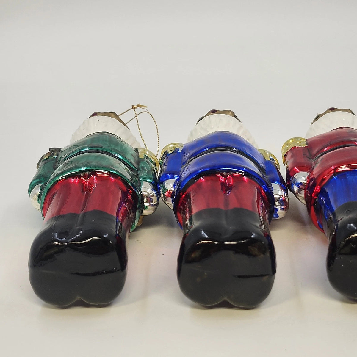 Blown Glass Nutcracker Soldier Christmas Ornaments 4 Piece 7.5" Hand Painted Vtg