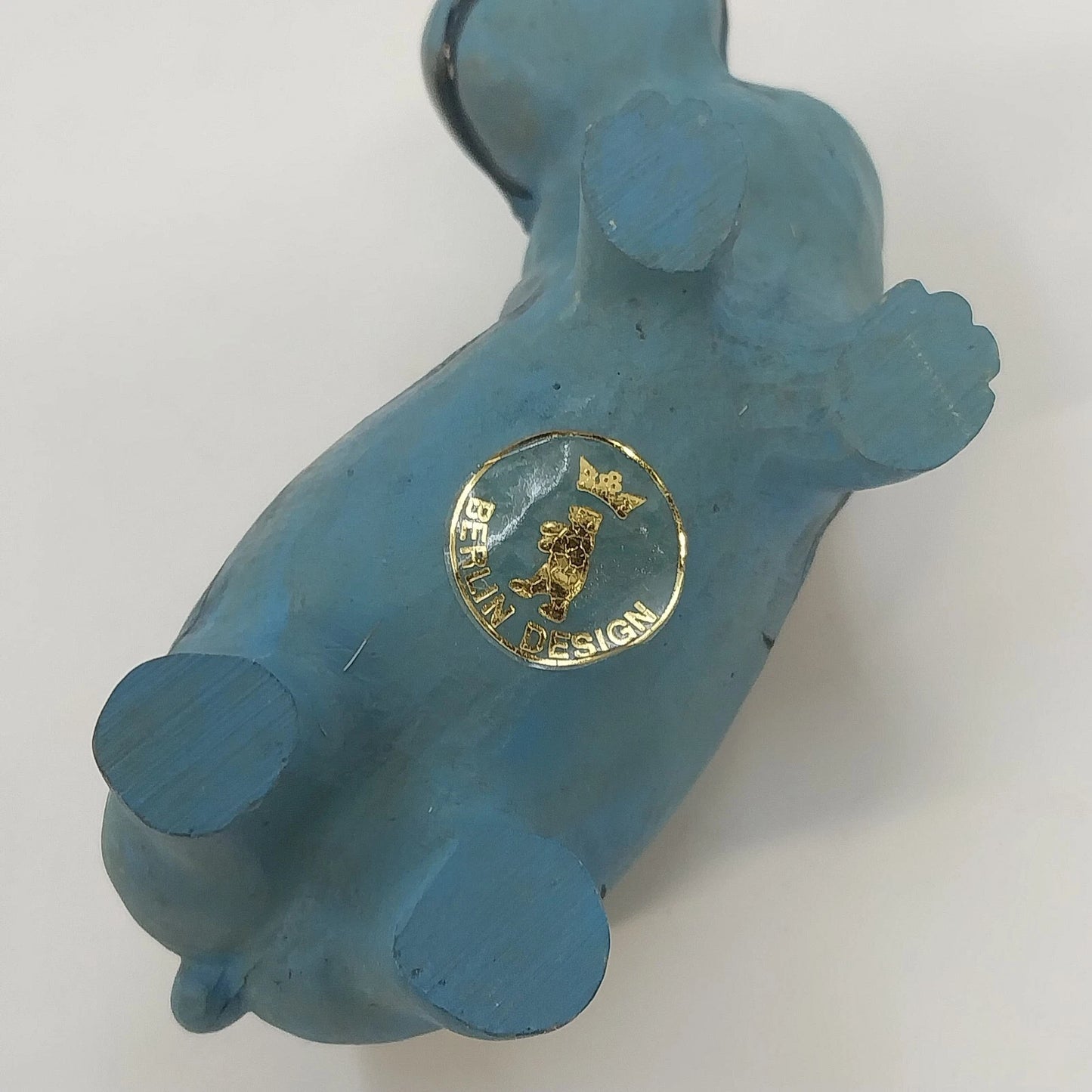 Berlin Design Blue Hippopotamus Pottery Figurine Egyptian Art William Hippo 4"