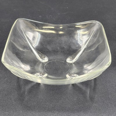 Anchor Hocking Square Clear Glass Swedish Soap Dish Candy Bowl Teardrop Footed