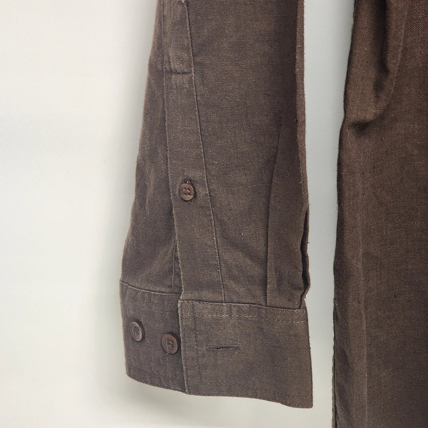 Bruno Mens Linen Cotton Blend Shirt XL Brown Button Down Italy