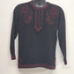 Susan Bristol Black Wool Sweater Hand Embroidered Size 34 1990s