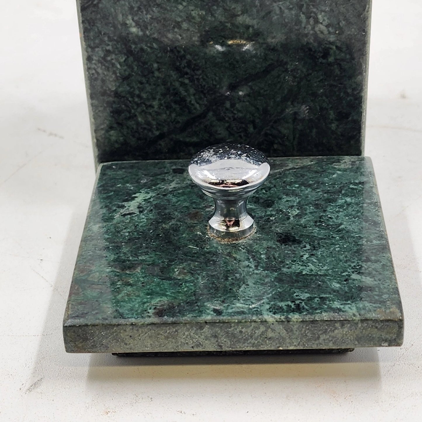Green Marble Box Solid Walls Trinket Jewelry Storage with Lid 3.5" x 4" Vintage