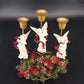 Angel Trio 3-Candle Holder Burgundy Floral Wreath Christmas Centerpiece 9"