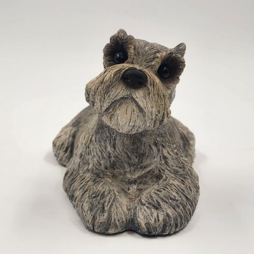 Sandicast Sandstone Schnauzer Dog 9" Vintage Sculpture Signed Sandra Brue 1981