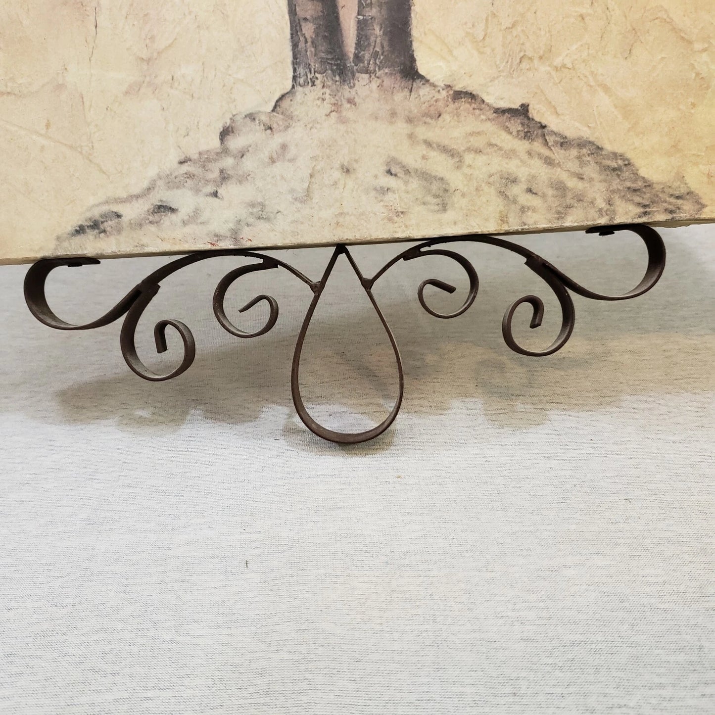 Tropical Palm Tree Drawing Print With Metal Scroll Trim Wall Decor