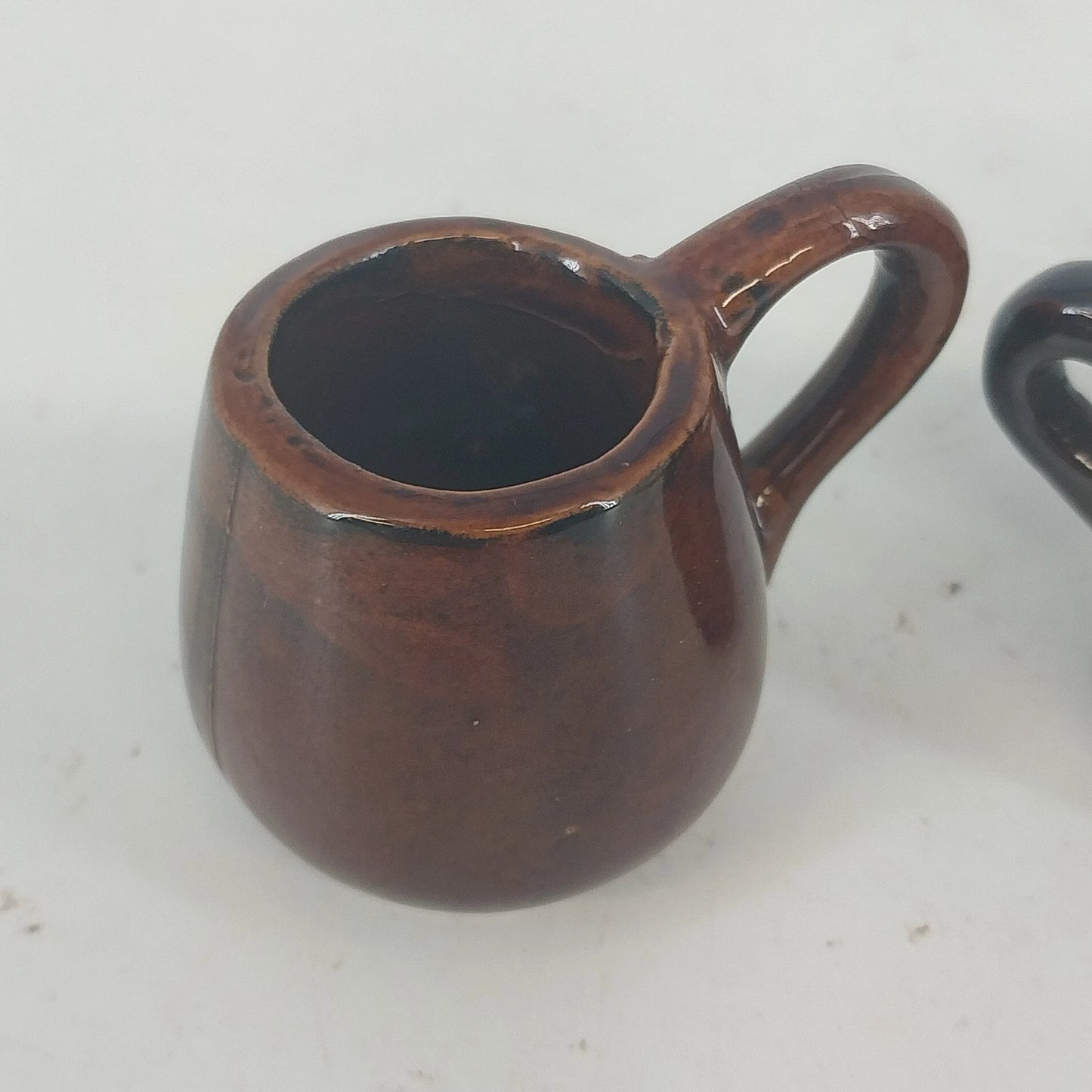 Pacific Japan MINIATURE Coffee Cups Set 4 Red Clay Brown Glaze Earthenware Mugs