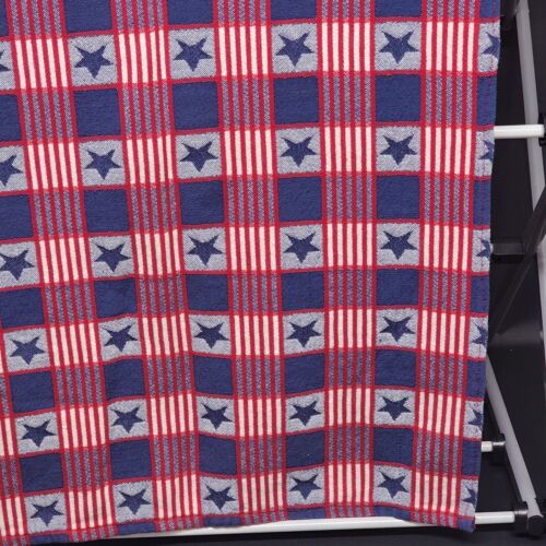 Red White and Blue Linen Table Runner 96 x 20 inches Vintage July 4th Themed