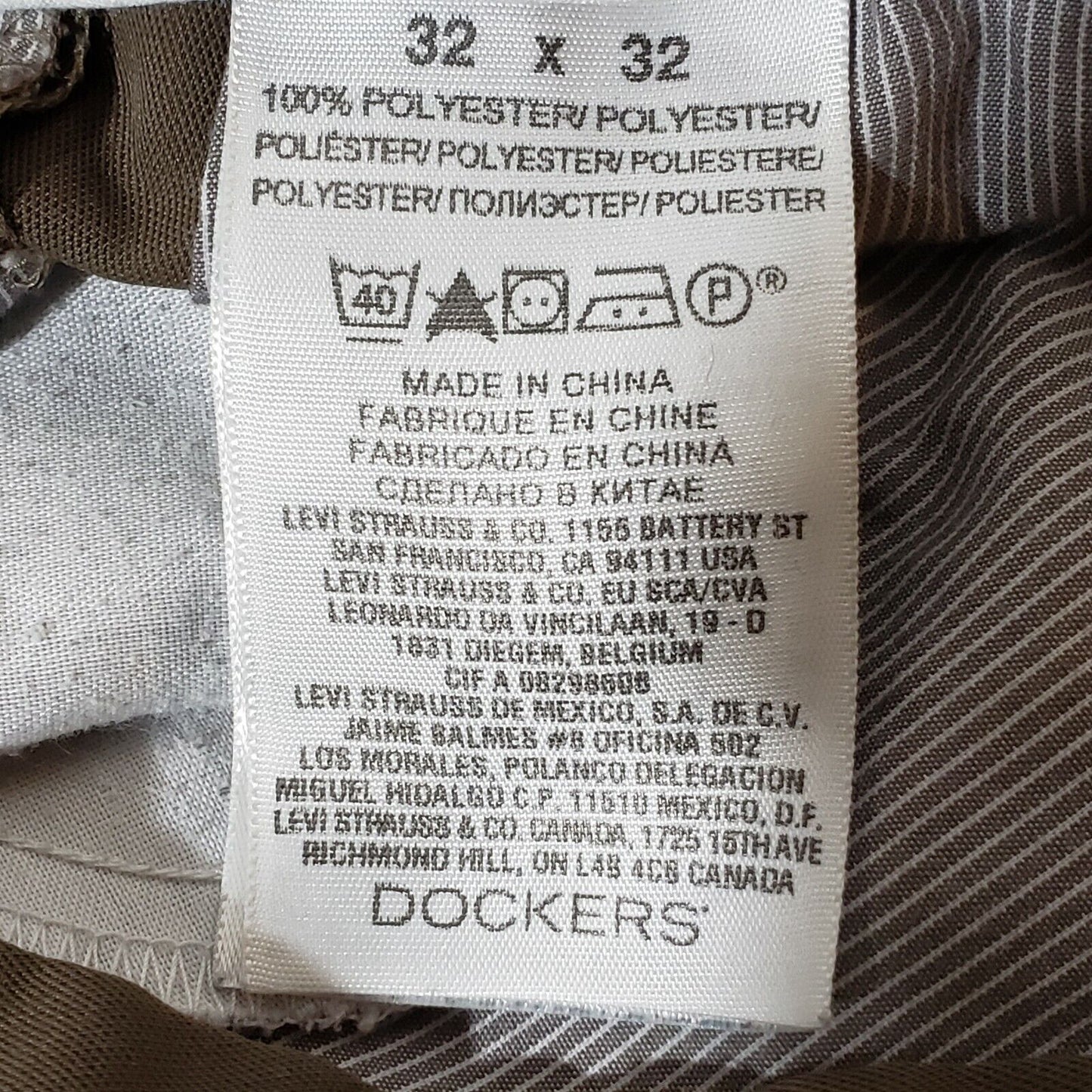 Dockers Classic Fit D3 Flat Front Pants Pebble Brown No Cuff Men's Size 32x32