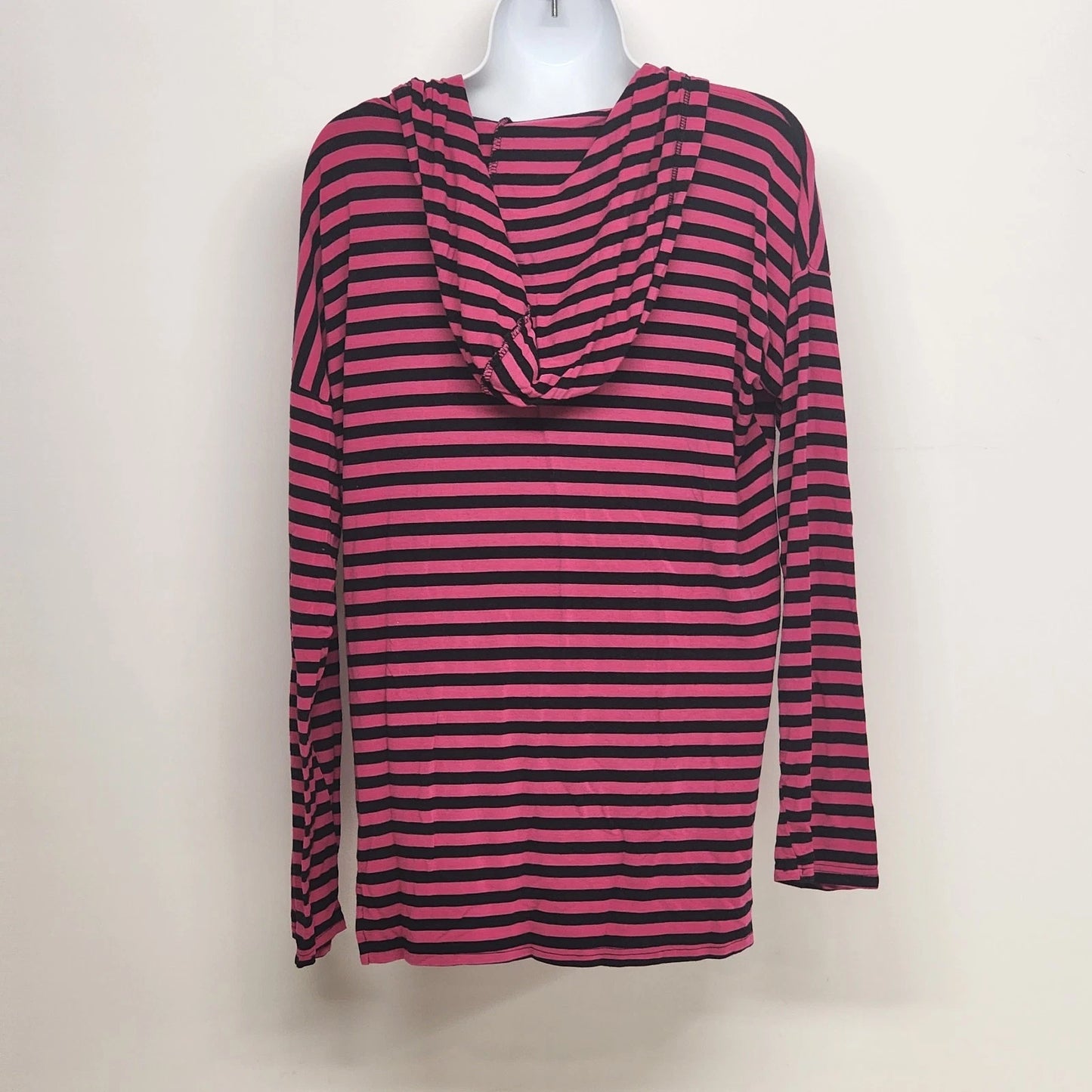 Live 2 Lounge XL Striped Hoodie Tunic Purple Black Knit