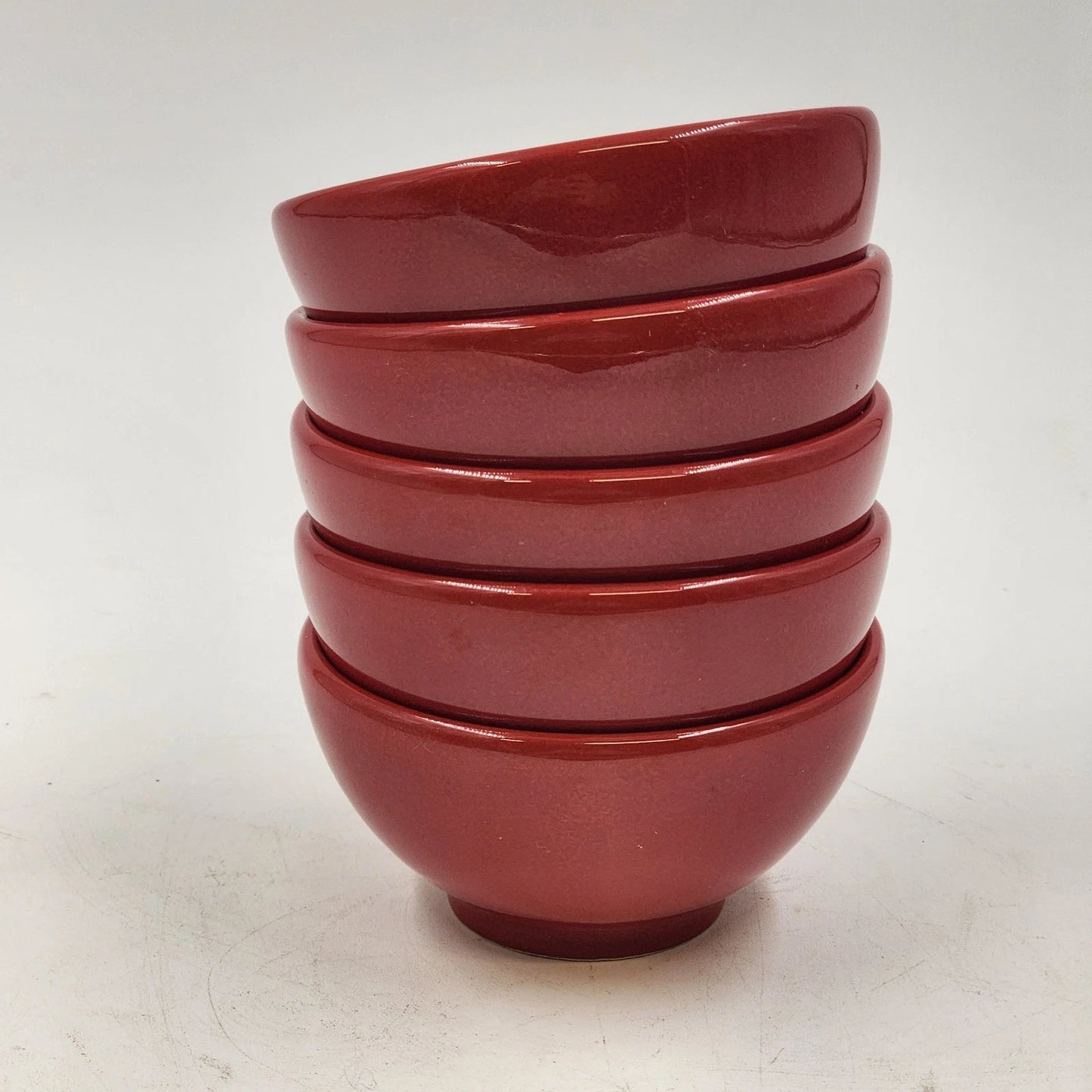 5 Waechtersbach Red Ice Cream Bowls 3.75" Fun Factory Ceramic Germany Vintage