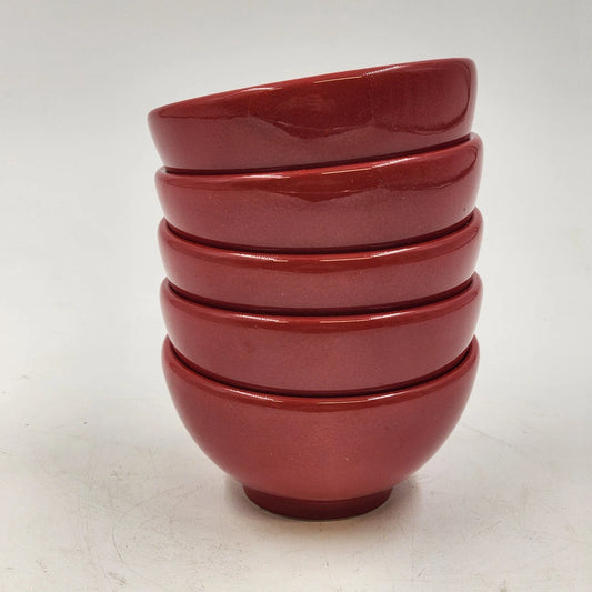 5 Waechtersbach Red Ice Cream Bowls 3.75" Fun Factory Ceramic Germany Vintage
