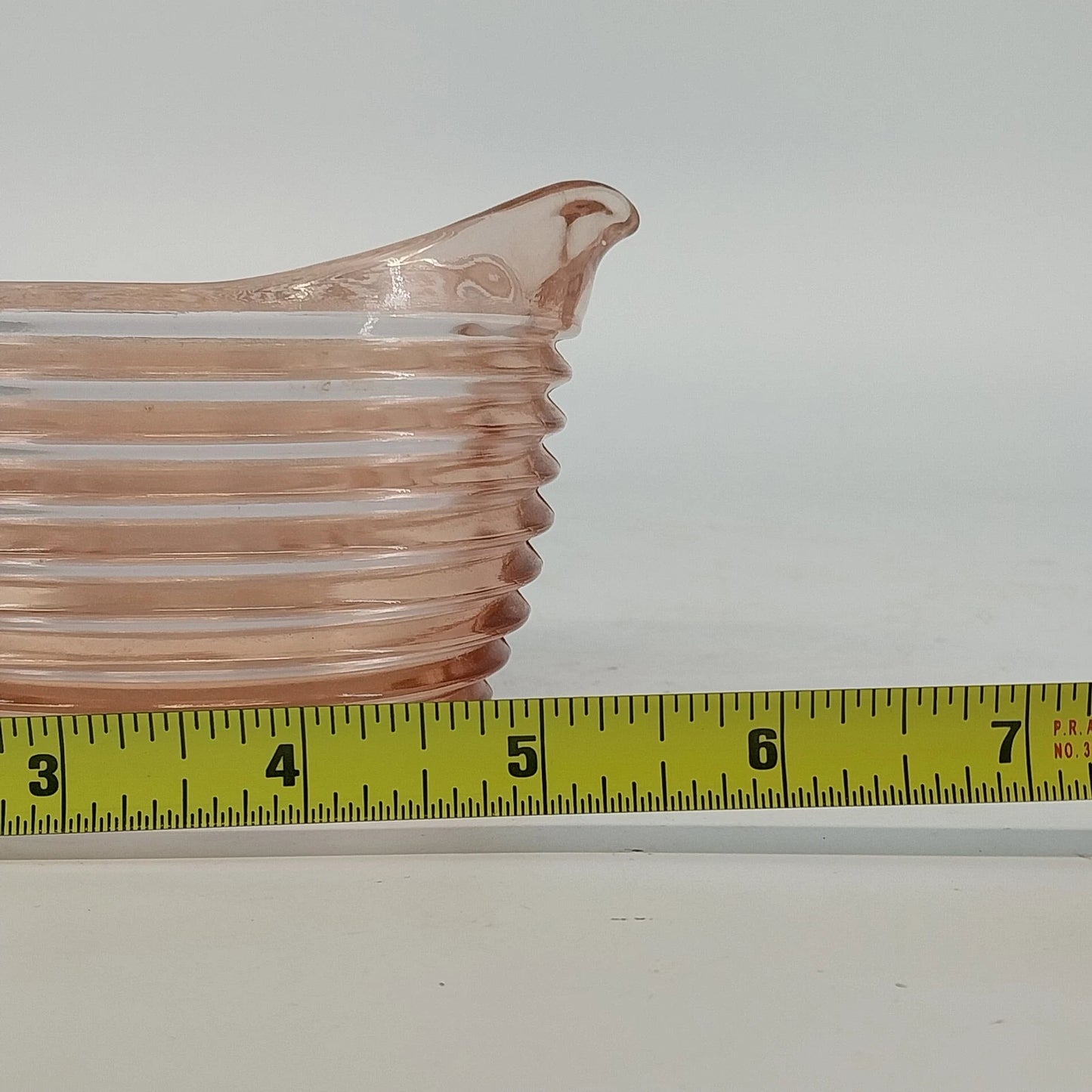 Anchor Hocking Depression Glass Creamer 5" Manhattan Pink Horizontal Ribbed Vtg