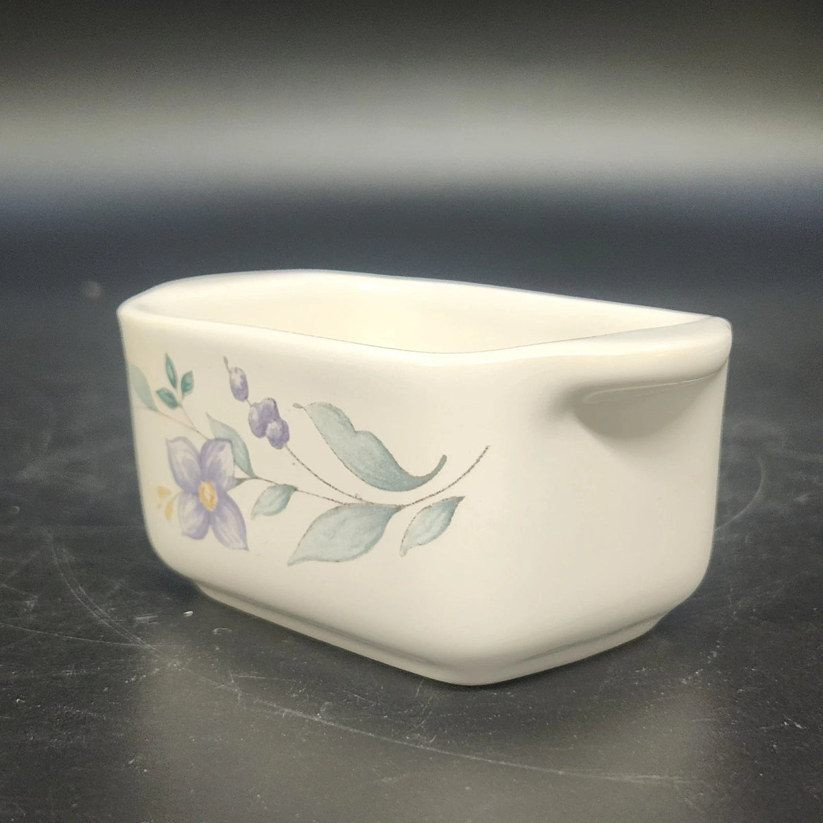 Pfaltzgraff April Mini Loaf Pan Baking Dish 4" Floral Stoneware Handles USA Vtg