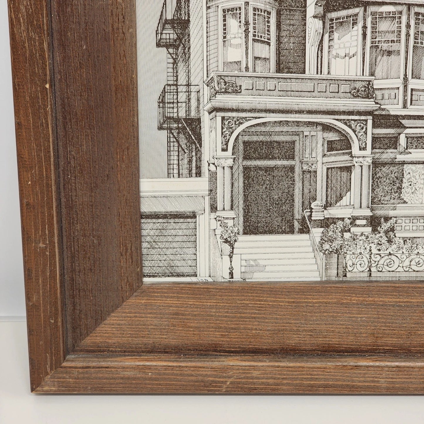 Victorian House by Martin Tang Computer Print San Francisco Brown Pine Frame