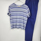 Sonoma Life Style 2 Pc Set Women's L Striped Top Blue Pants Cotton Loungewear