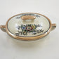 Japan Porcelain Covered Vegetable Bowl Hand Painted Floral Orange Luster 5.25"