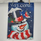 WELCOME Garden Flag Banner Christmas Holiday Snowman Double Sided 12.5"x19"