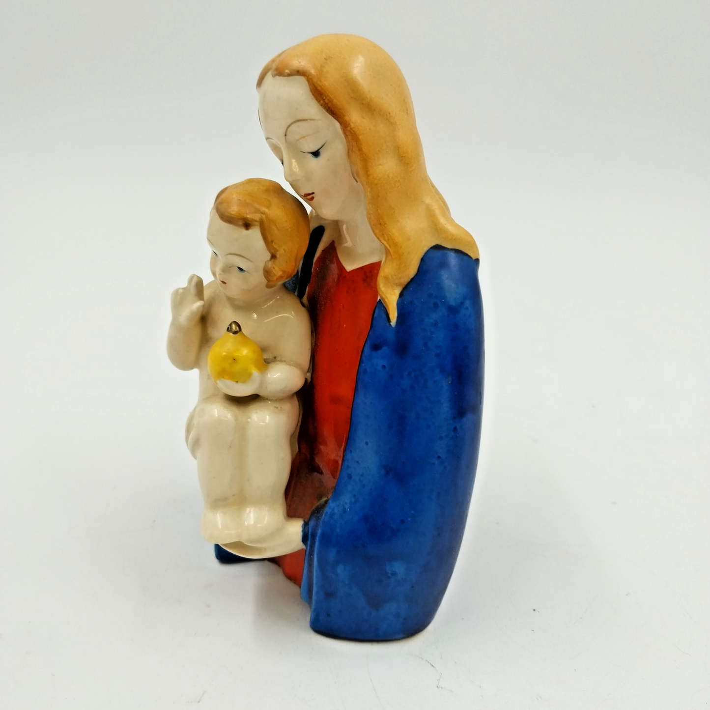Madonna Virgin Mary & Baby Jesus Figurine Japan Ceramic Porcelain Vtg 5"x2.5"