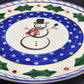Round Serving Platter Present Tense Italy Hand Painted Snowman Christmas 14"