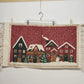 Wall Hanging Area Rug Christmas Pattern Fabric Panel Fringed Heavy Cloth 36"x20"