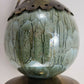 Vintage Brass Enamel Pitcher Ewer Vase Ruffle Winter Tree 11” Slim