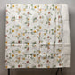 White Twin Size Flat Top Sheet Coverlet Red Yellow Floral & Butterflies Motif