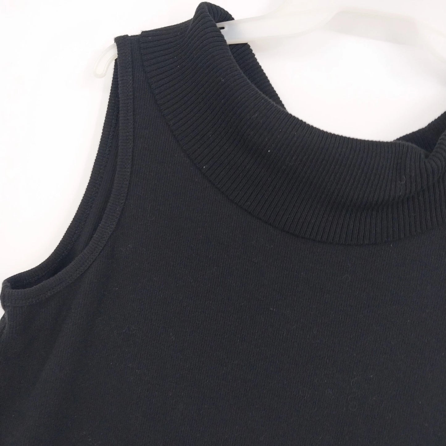 Rafaella Black Mock Neck Sleeveless Knit Top Womens Large Cotton Blend Vietnam