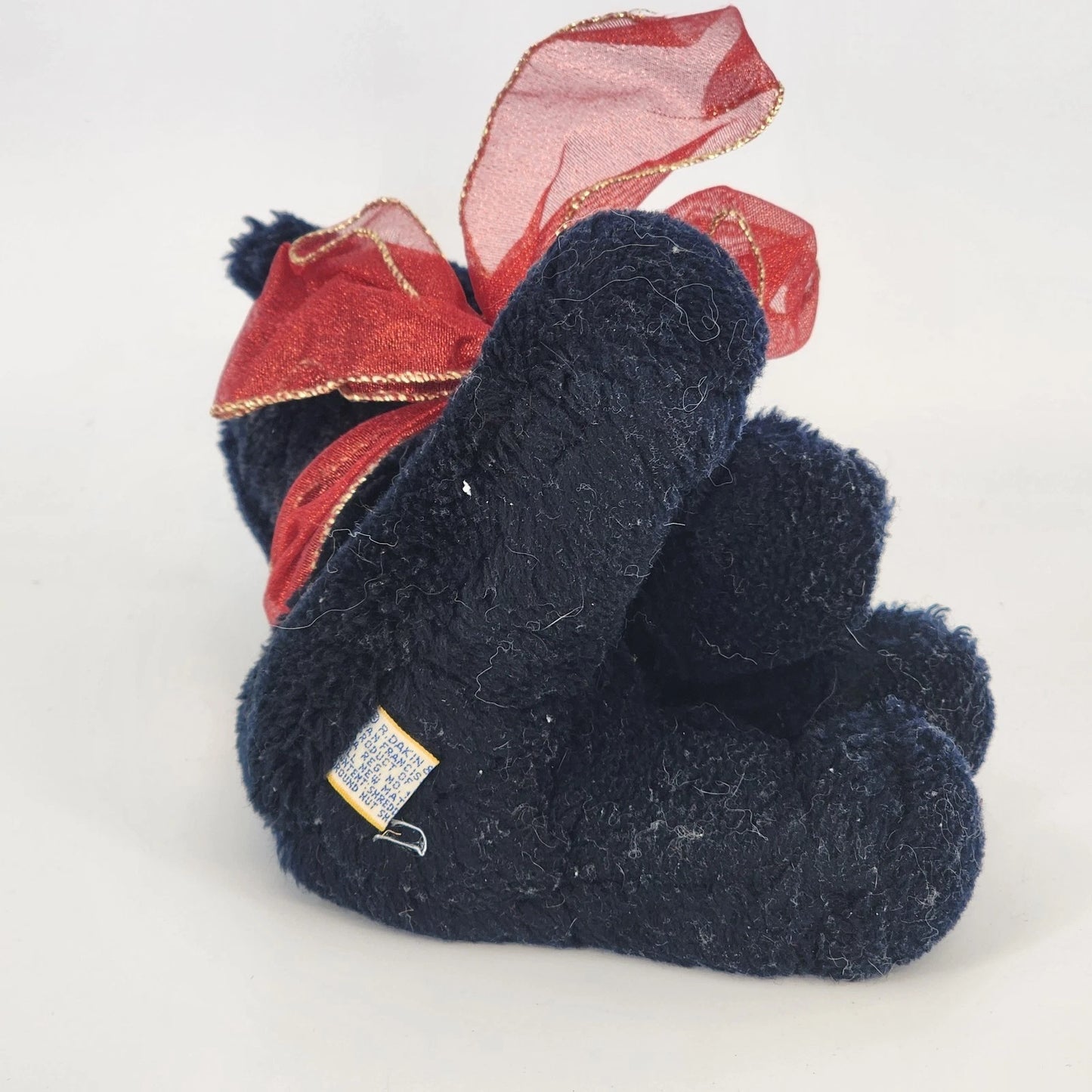 Dakin Black Bear Plush Toy w Red Ribbon Stuffed Animal Classic Vtg Collectible