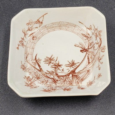 Antique Ridgways Pottery Trinket Dish – 4" Brown Transferware – Dee-Side, Stoke-on-Trent, England – Circa 1885–1890
