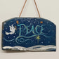 Hand Painted Slate Peace Plaque Dove Star Wall Decor 10.5" Leather Hanger
