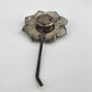 Metal Sunflower Salt & Pepper Shakers Set Flat Lay Twist Bottom Floral Tarnish