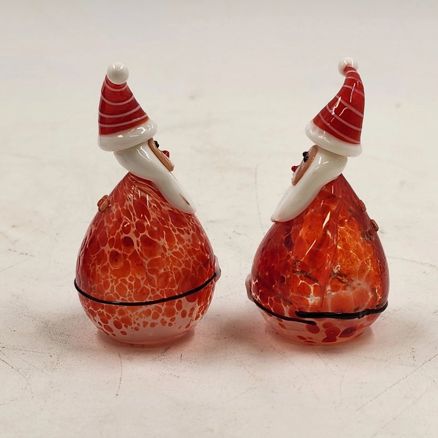 Santa Claus Glass Salt and Pepper Shaker Set Pier 1 Hand Blown 3.5" Holiday Gift